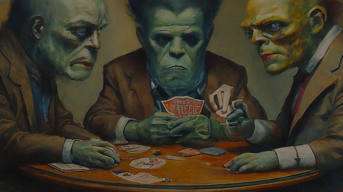 Monsters Playing A Game Of Cards