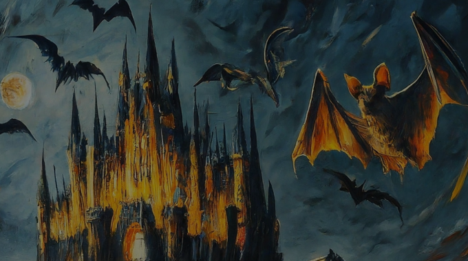 The Vampires Castle Surrounded By Bats